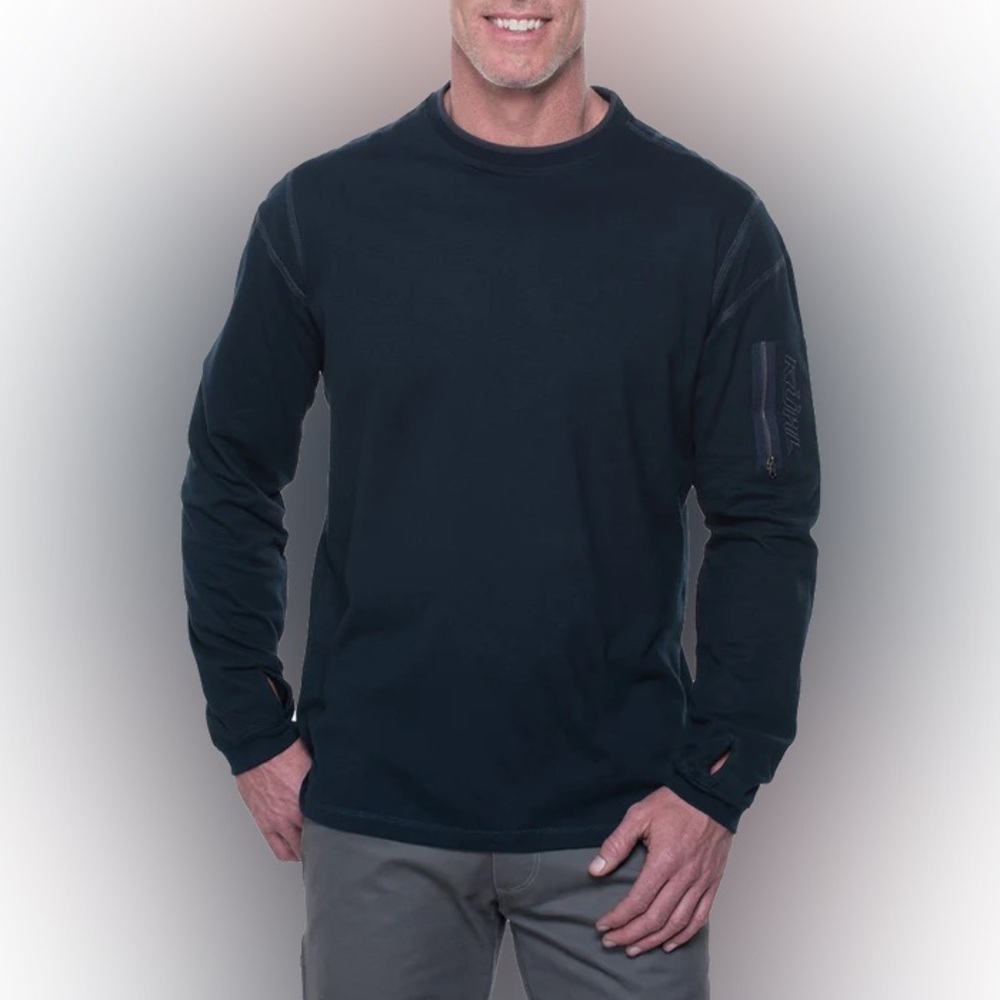 Men’s Navy Blue Organic Cotton KUHL Kommando Crew Pullover Size Small Outdoors